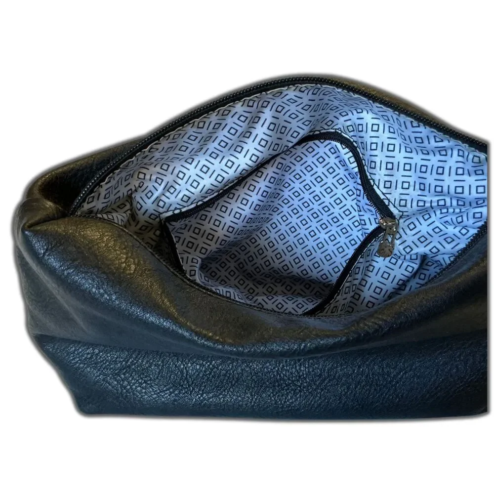 Antik Kraft Cosmetic Bag Large Black Faux Leather